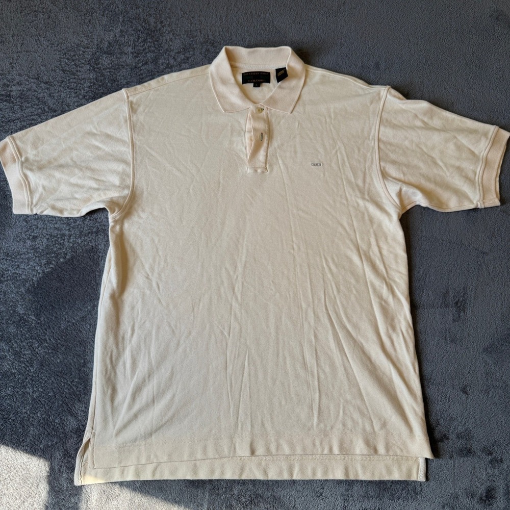 Alexander Julian Colours Mens Polo Shirt Large Cream Beige 100% Cotton Pique L